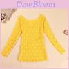 Pure Color Lace Long Sleeve Top For Women Spring Slim Fit Elegant Style