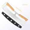 Pizza Cutter Rocker Blade Stainless Steel Sharp Big Knife Kitchen Baking Tool Pastry Pasta Dough Slicer Wheel With Wooden Handle