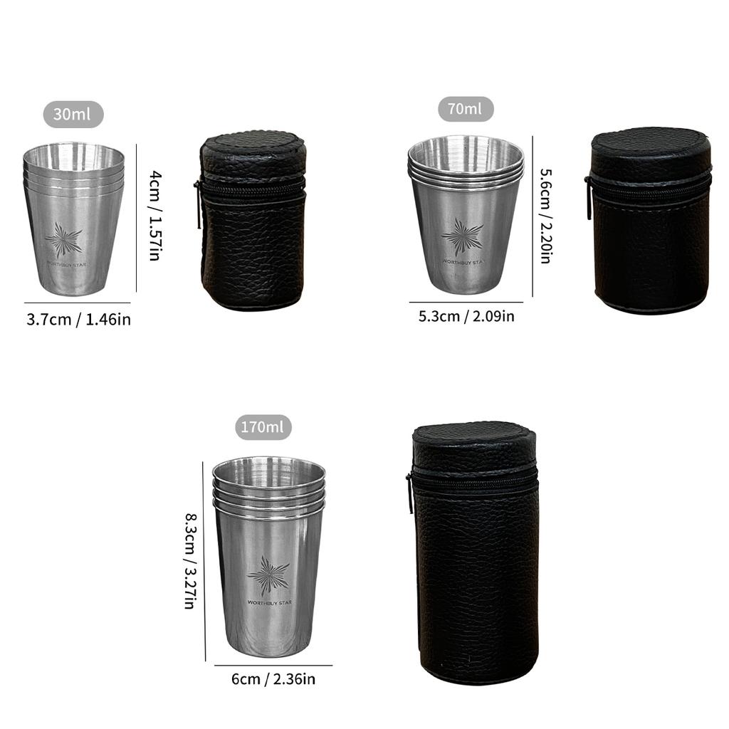 Outdoor Practical Travel Stainless Steel Cups With Case Portable Camping Mugs Whisky Wine Glasses Drinking Tea Mug