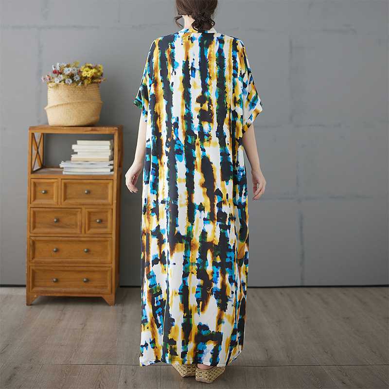 Fashionable Printed Skirt Loose Mid Length Dress for Women