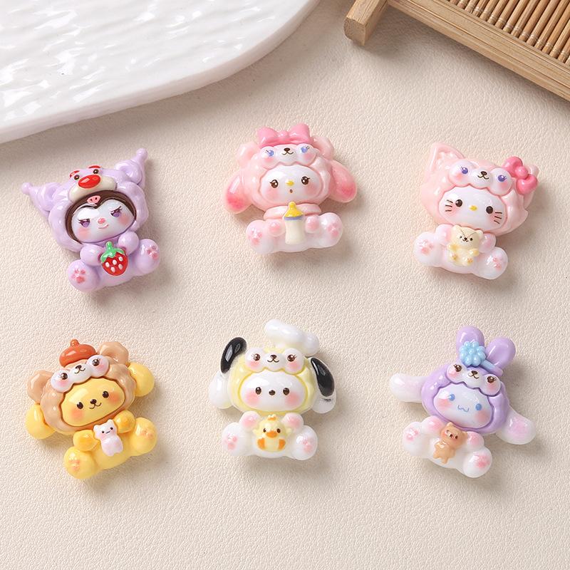 10PCS Cartoon DIY Resin Accessories Animal Hats Creamy Glue Handmade Hair Clips Phone Cases Shoe Buckles Accessories