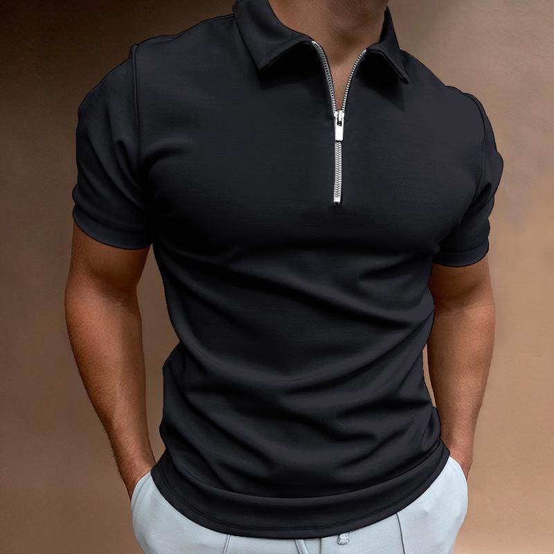 2023 Herren Slim-Fit Poloshirt: Einfarbig, Kurzarm, Umlegekragen, Europäischer & Amerikanischer Stil, Größen bis 5XL.
