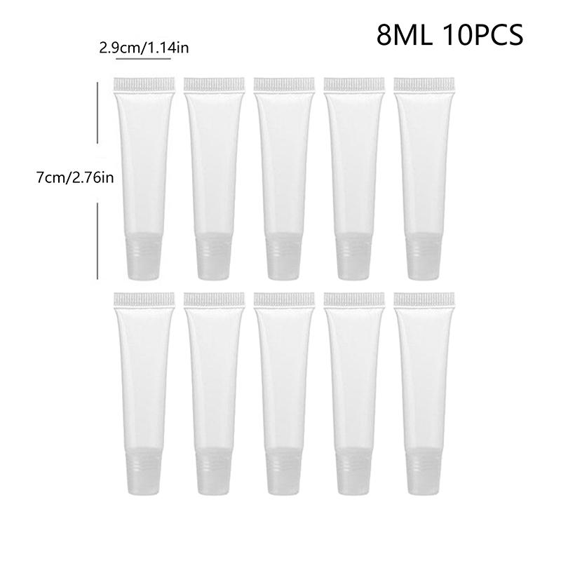 10 Pcs 8ml /10cm/15ml Empty Lipstick Tube Lip Balm Soft Tube Makeup Squeeze Clear Lip Gloss Container Empty Lip Gloss Tubes