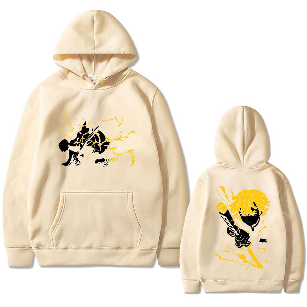 Anime Demon Slayer Zenitsu Hoodie Men Women Clothing Trendy Harajuku Hoodies Long Sleeves Fleece Loose Tops