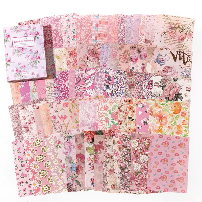 100 pcs Plants and flowers material paper Large size for DIY Diary Album Scrapbooking Background paper handmade Craft Supplies