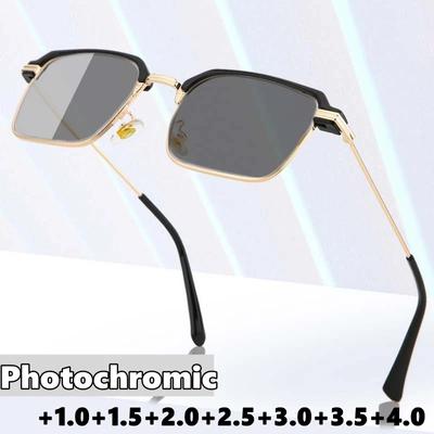 İş Tarzı Pochromic Gözlükler Trend Uzak Görüş Okuma Gözlükleri Erkek Kadınlar İçin Vintage Yüksek Çözünürlüklü Reçeteli Gözlükler