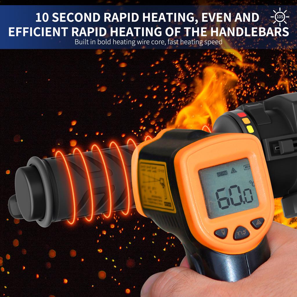 Electric Bicycle Heated Handgrips Motorcycle Heated Hand Grip 5 Gear Adjustable Thermal Fast Heating Cycling E-bike Handlebar