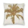 Goldene Palme Faux Metallische Folie Quadratische Kissenhülle Polyester Leinen Samt Bedruckt Reißverschluss Dekorative Kissenhülle Auto Kissenbezug