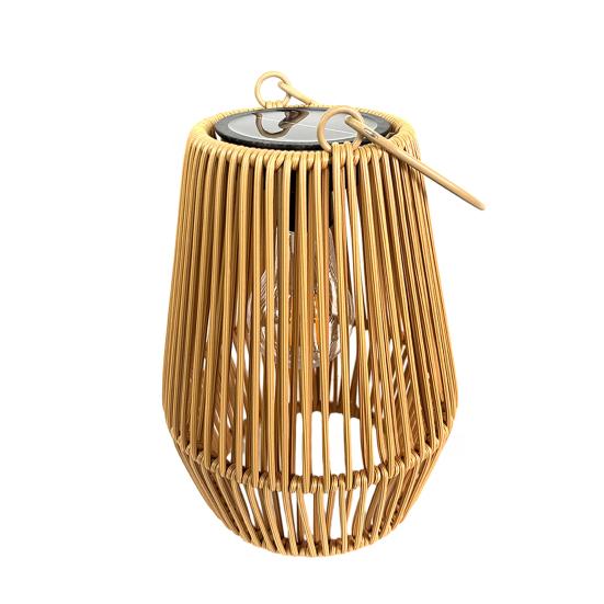 Woven Solar Lantern Rustic Solar Lamp with Handle Auto On/Off Solar Powered Outdoor Hanging Light for Farmhouse Garden Patio Yard Camping Decor