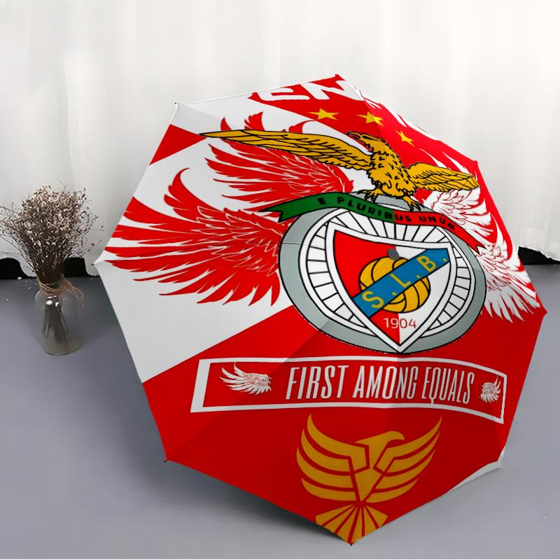 Benfica FC Fashionable Automatic Opening/Closing Folding Umbrella. Portable and Foldable, Ideal for Gift, Travel, and Daily Use.