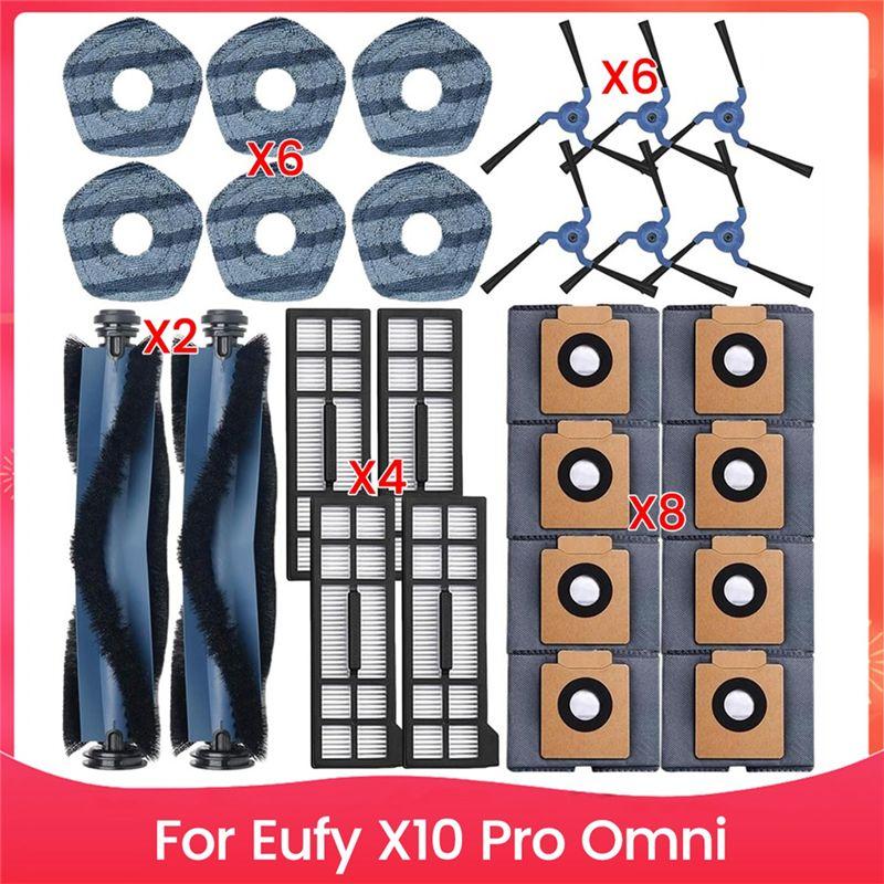 

AEE4-For Eufy X10 Pro Omni Robot Vacuum Parts Main Roller Side Brush Filter Mop Cloth Dust Bags Accessories Kit