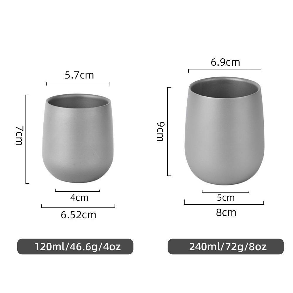 Insulated Double Wall Drink Cup Camping Titanium Water Cup for Camping Hiking Office Coffee Cup