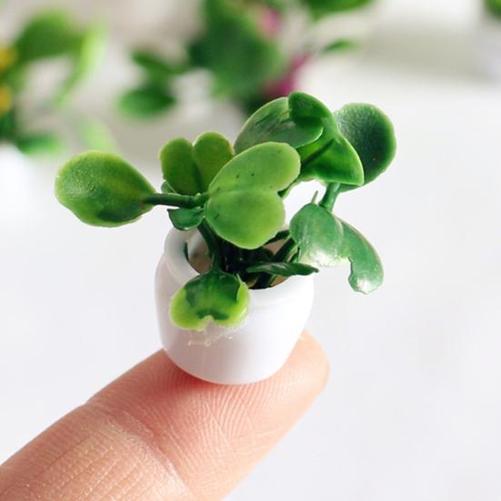Mini Plant Model 1/12 Scale Doll Houses Plants Realistic Micro Plastic Pots for Doll Houses Garden Accessories Fairy Garden Patio Decor Miniature