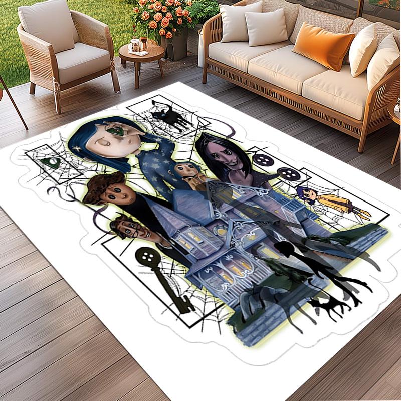 Coraline Print Rug, Washable Floor Carpet, For Entryway Dorm Laundry Room Office Study, Home Decor Birthday Christmas Gift