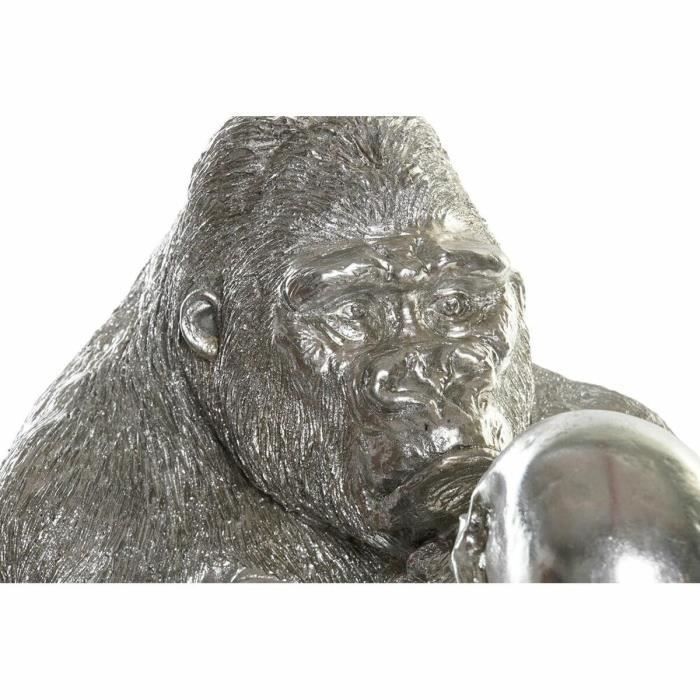 Decorative Figurine - Gorilla - Silvery - Resin - 38.5 X 33 X 43.5 Cm