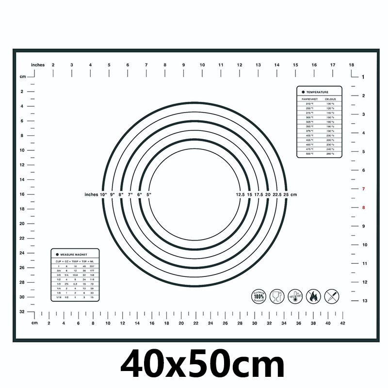 8 Size Silicone Baking Mat Reusable Nonstick Baking Sheet Thick Dough Rolling Mat with Measurements and Edge Heightening JT606