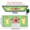 Großes, rutschfestes Gummi-Mauspad mit Capybara-Motiv in verschiedenen Größen, reichhaltig, Glücksmousepad, mit genähten Kanten, Tastatur-Schreibtischmatte für Schule, Büro, Zuhause, Geschenk für Fr