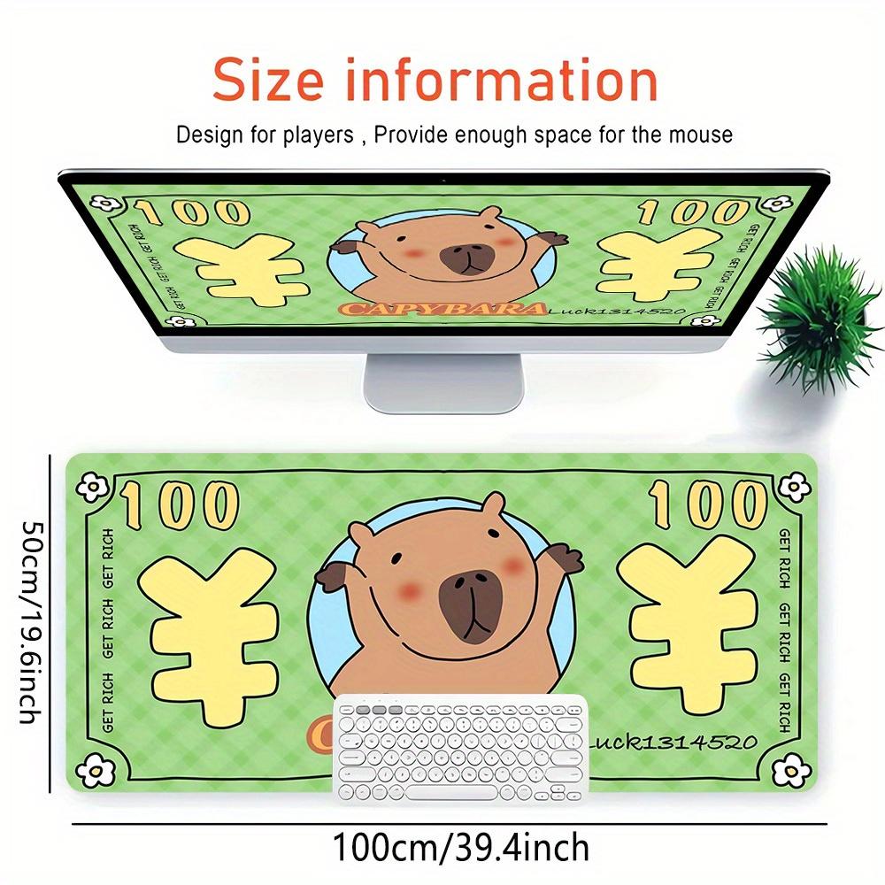 Großes, rutschfestes Gummi-Mauspad mit Capybara-Motiv in verschiedenen Größen, reichhaltig, Glücksmousepad, mit genähten Kanten, Tastatur-Schreibtischmatte für Schule, Büro, Zuhause, Geschenk für Fr