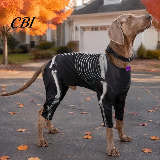 Fashionable Puppy Skeleton Shirt Dog Costume, Print Four-legged Outfit, Spooky Breathable Pet Clothing for All Sizes Cool Pullover Halloween