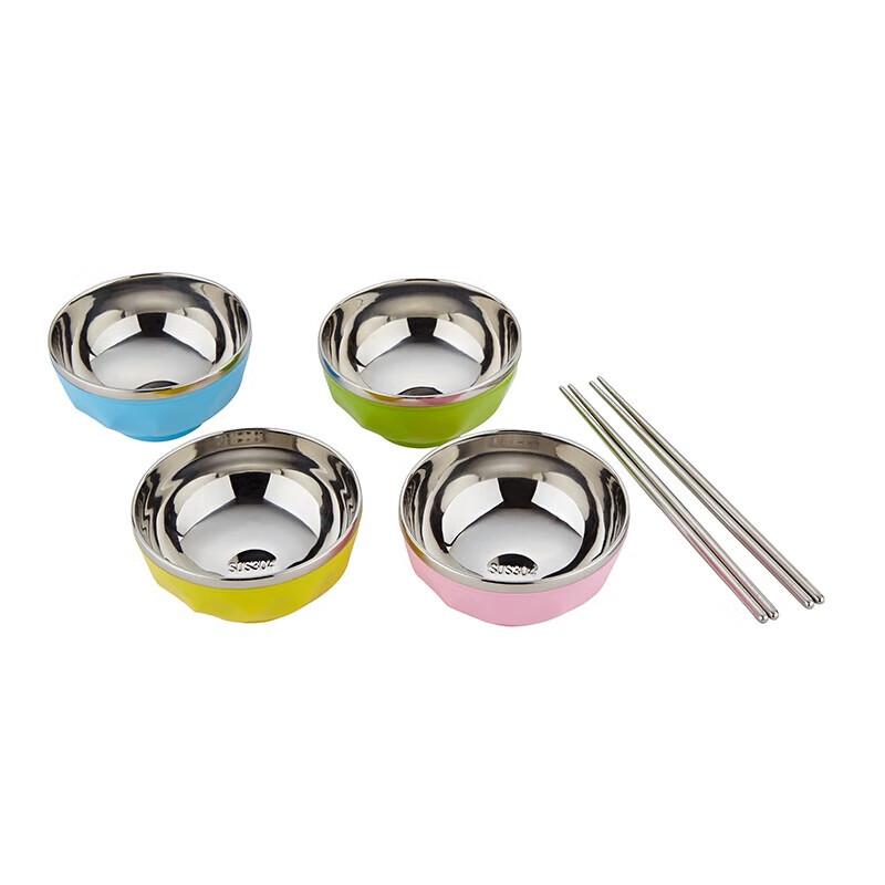 RSFH Stainless Steel Colorful Bowl & Chopsticks Set