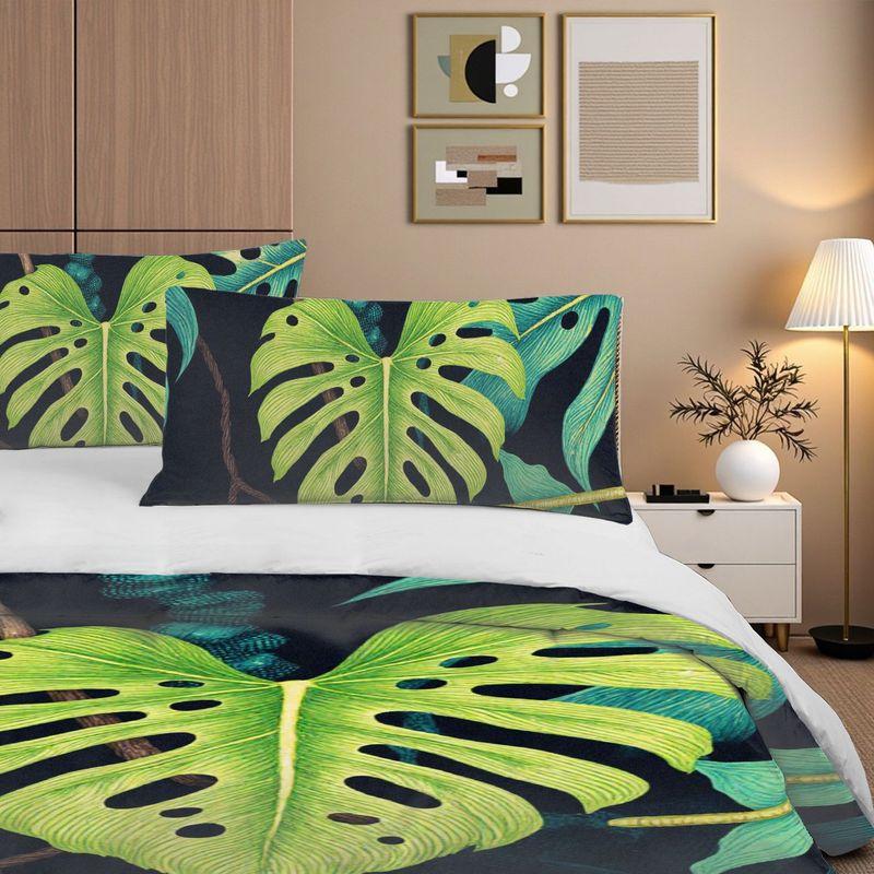 3-Piece Bedding Pillowcase Quilt Cover Set Tropical Plant Leaves 2D Digital Printing Suitable For Bedroom Hotel Dormitory Decor