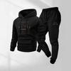 Men's Cross Europe Autumn/Winter Hoodie & Sweatpants Set - Letter Print Pullover Fashion Sportswear