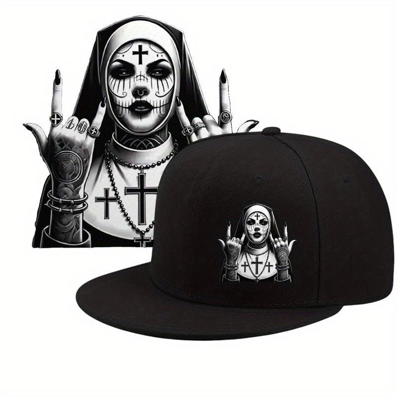 Halloween Themed Nun Print Design Trendy Baseball Cap Street Baseball Cap Unisex Adjustable чёрный