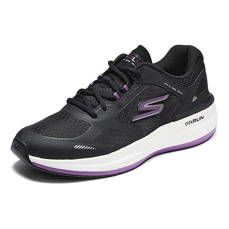 Skechers GOrun Pulse 2 Comfortable Lightweight Versatile Shock Absorbing Breathable Low Top Running Shoes Women Sneaker Black Purple 129113-BKPR