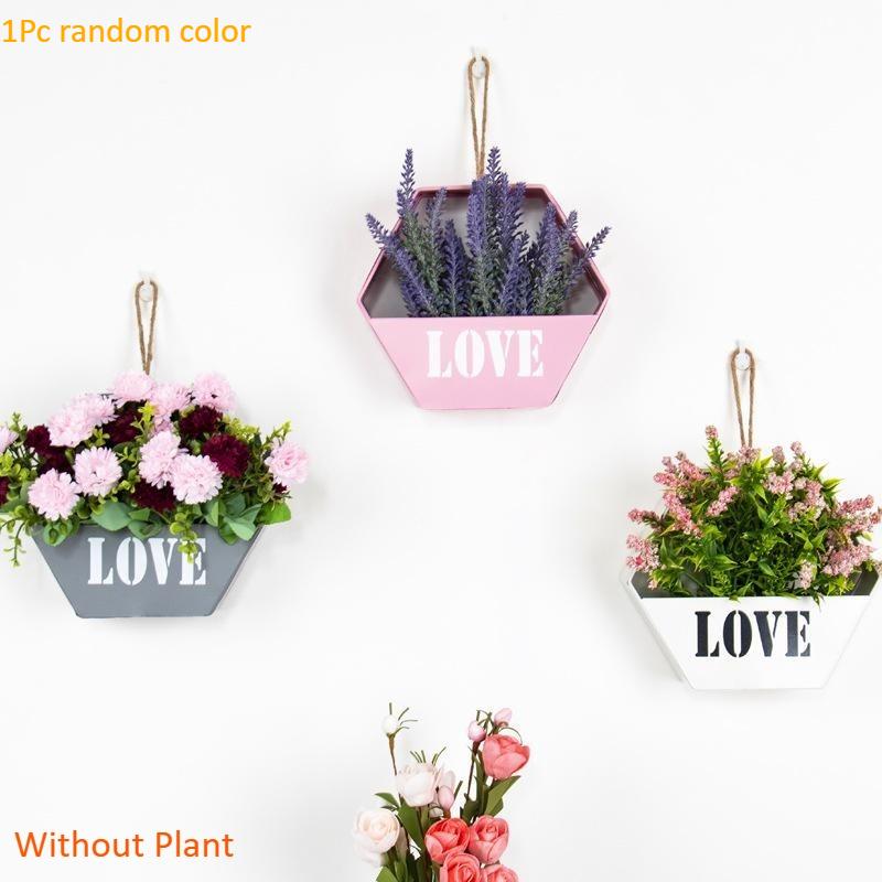 1Pc Minimalist Wrought Iron Hanging Wall Decoration Creative Flower Basket Tea Shop Restaurant Art and Bookstore Room Decor