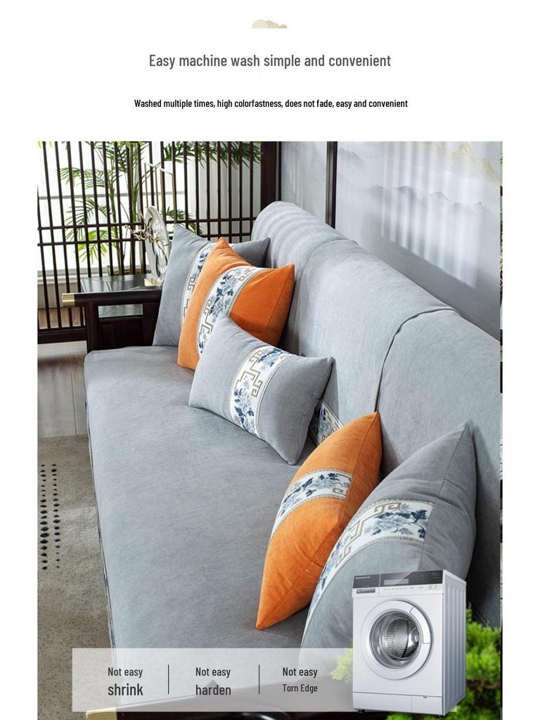 Funda de Sofá Universal Antideslizante de Chenilla para Todas las Estaciones - Cojín de Madera Maciza de Alta Gama y Madera de Rosa