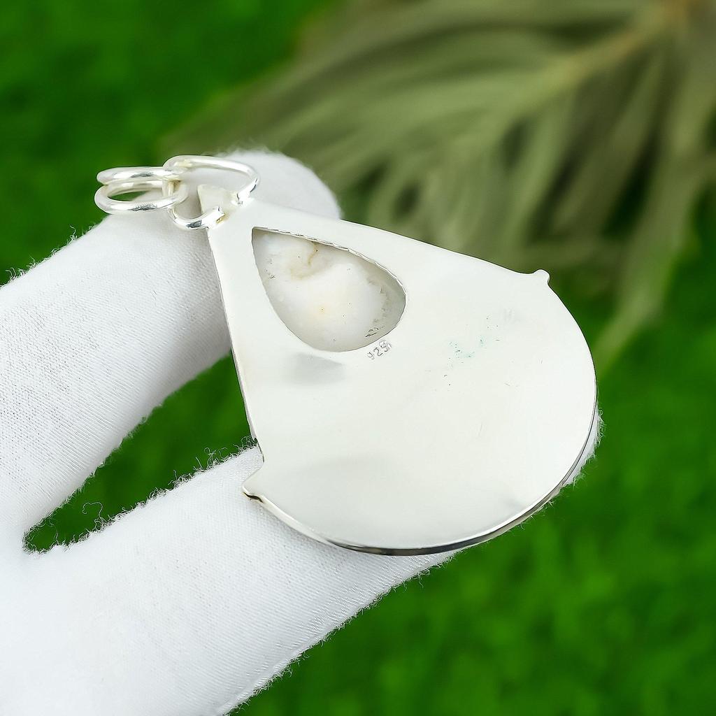 Natural Solar Moss Opal Gemstone Jewelry 925 Sterling Silver Pendant For Girls