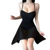 Korean Style Strapless Little Black Summer Dress with Padded Bust and Open Back