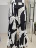 European & American Geometric Print High-Waisted Wide-Leg Pants - Women's Casual Straight-Leg Style