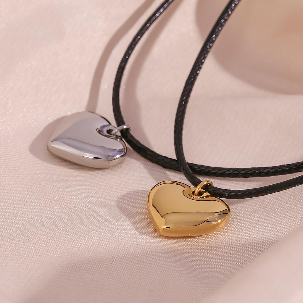 Collares colgantes de corazón de acero inoxidable para mujer, collar de cadena de cuerda, joyería exquisita, regalo del día de San Valentín