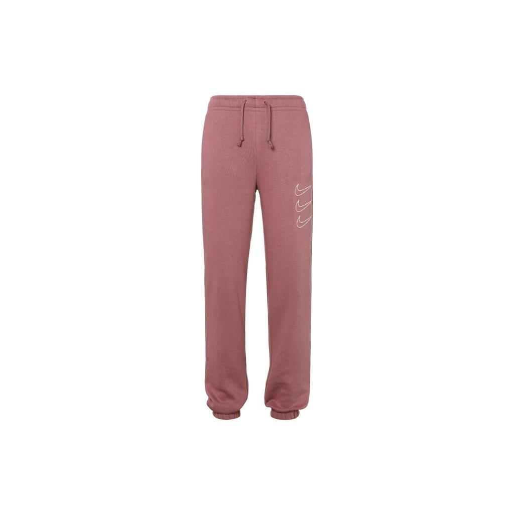 Nike Sportswear Logo Print Fleece Warm Casual Sports Pants Women Bottoms Light-Mulberry DA2125-533