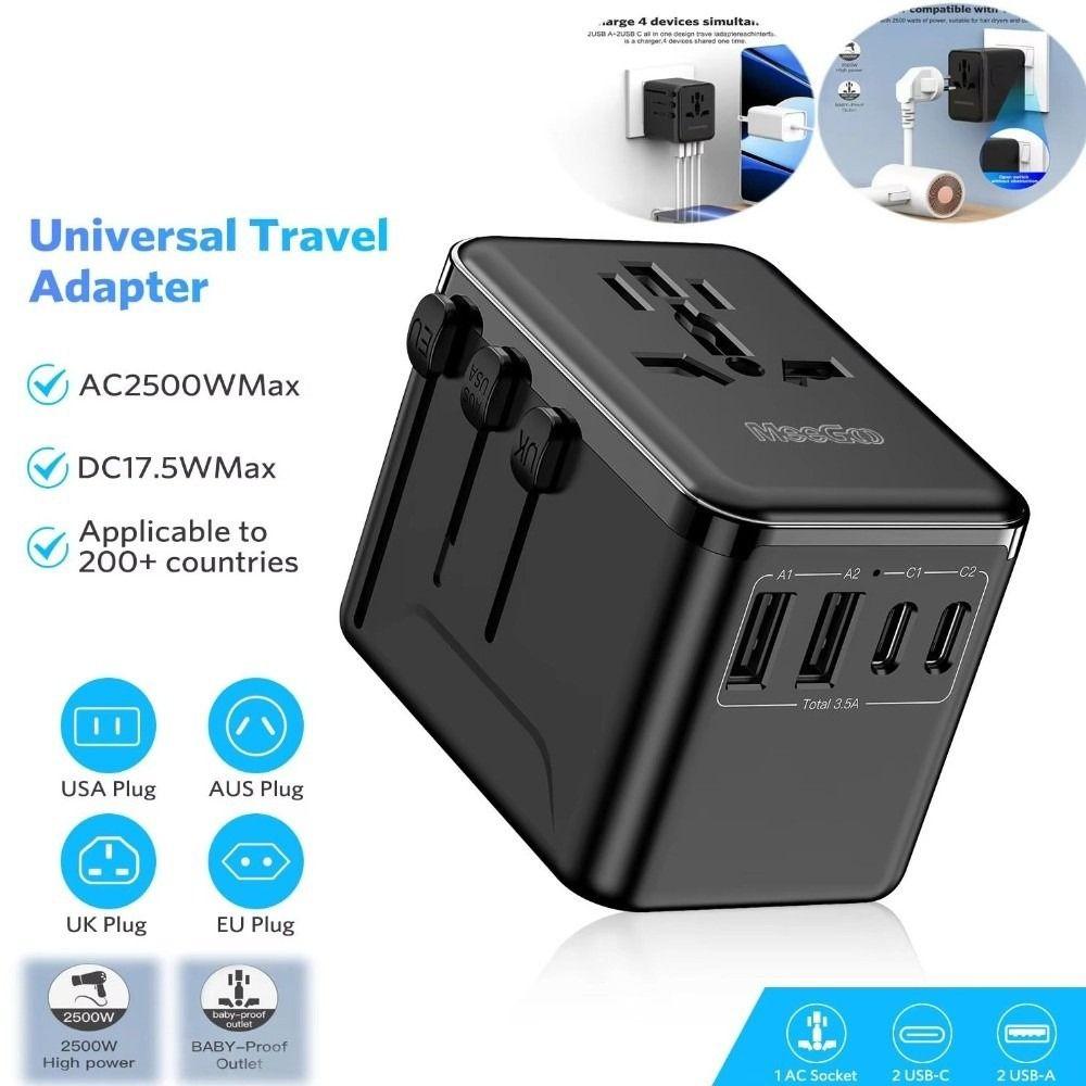 Compact Universal Travel Adapter High Speed Multi-Port Charging Station Worldwide Travel
