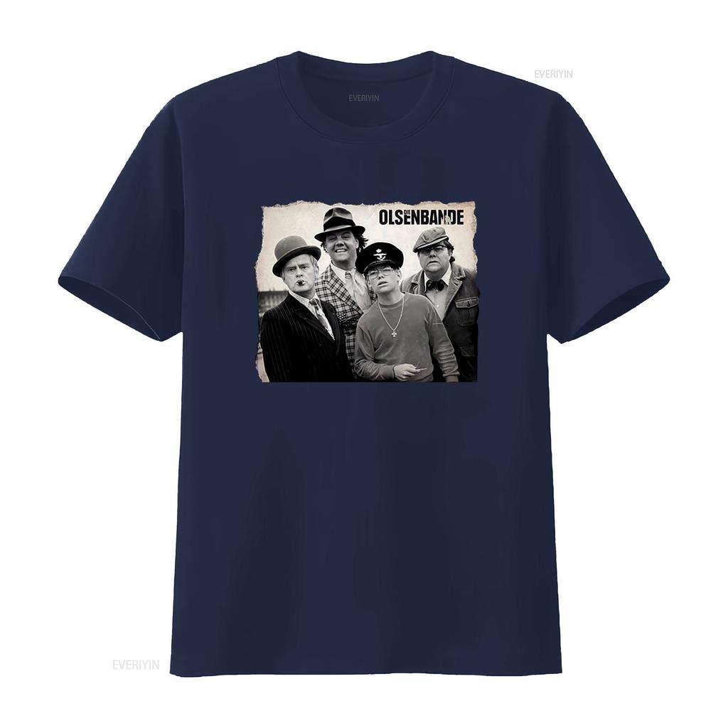 Classic Olsenbande Egon Benny Kjeld Børge Yvonne Black T Shirt 552 Retro Movie Gang Style Cotton Fashionable Print for Fans