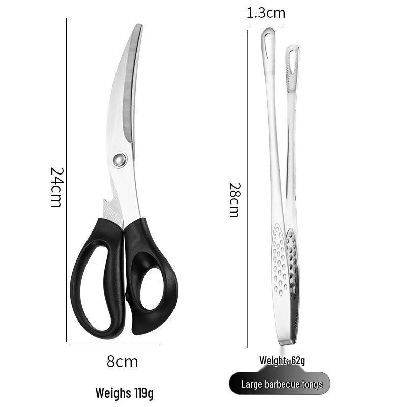 Golden Korean 304 Stainless Steel BBQ & Grilling Tongs - Extended for Steaks and Buffets