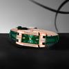 9PCS Green Women's Watch Set Trendy Fashion Rectangular Dial Quartz Watch Bracelet Necklace Earrings Set Holiday Gift