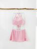 Korean Striped Hollow-Out Backless High-Waist Split Skirt Swimsuit for Women
