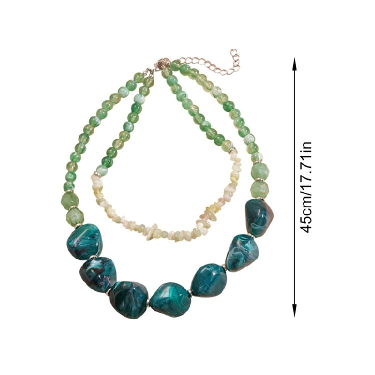 Contemporary Layering Acrylic Necklace Unique Square Circle Combination Vintage Aesthetic Fashion Statement Neckchain