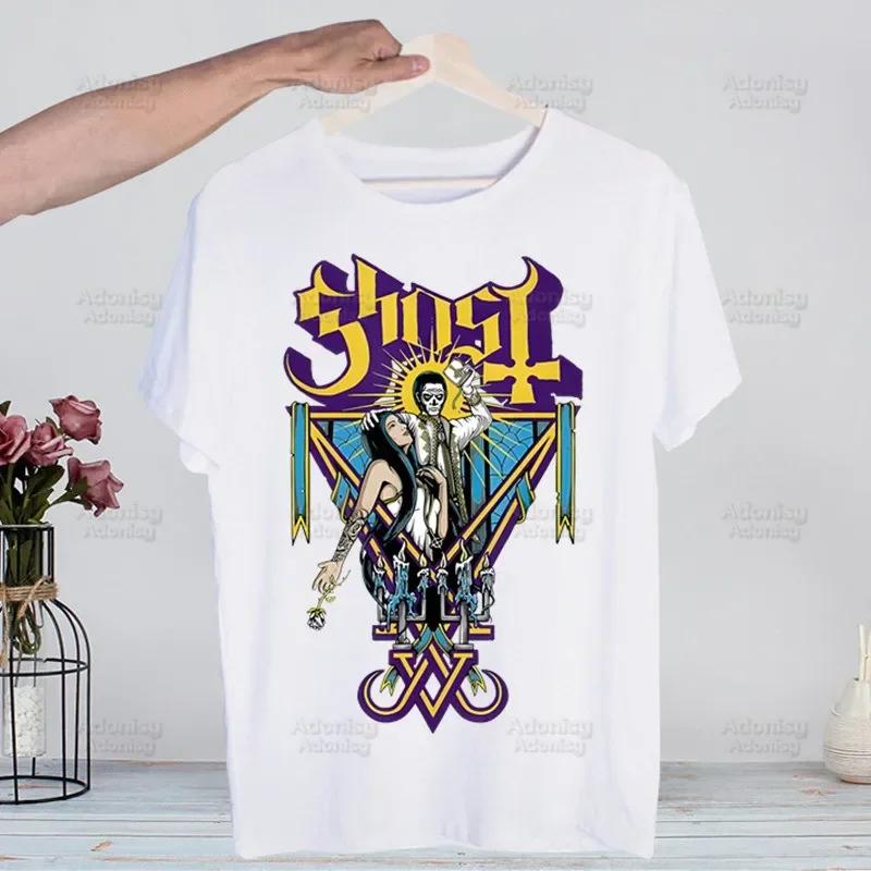 Ghost Band Heavy Metal Music Band Prevalent T Shirts print O-Neck Short Sleeve Regular Mens Heigh Quality Men Hip-Hop t Shirt