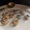 BOONEE 925 Silver Gold Circle Stud Earrings - Elegant European & American Design