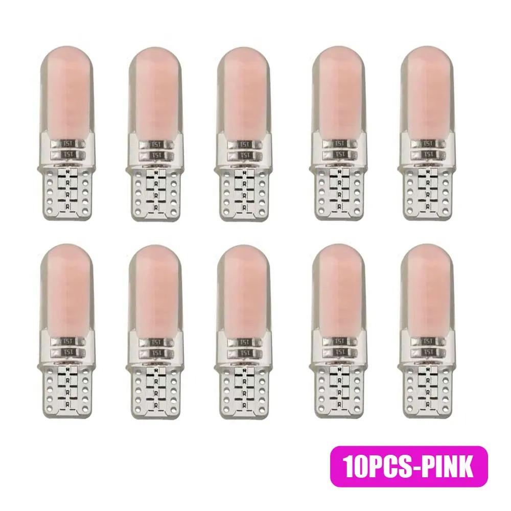 

10 шт. универсальные светодиодные лампы W5W 501 T10 для автомобильных фар COB 12 В Smd декоративные боковые лампы для автомобильных фар аксессуары для интерьера розовый