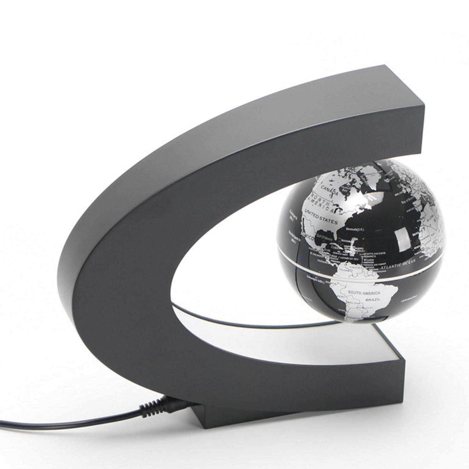 

Глобус на магнитной левитации C-образной формы 3 дюйма черный матовый светодиодный глобус на магнитной левитации офисный стол US Plug