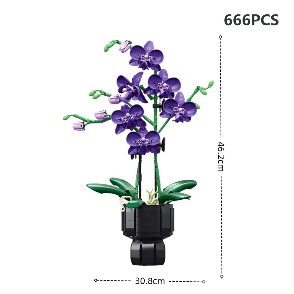 DIY Potted Succulent, Flower Bouquet Building Block Toy Creative Greenery Decoration, Stand Perfect As Children's Holiday Gift