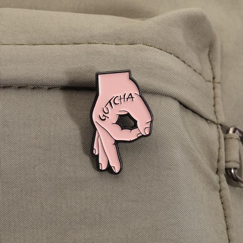Gotcha Enamel Pins OK Signature Brooches Lapel Badges Clothes Funny Cartoon Hand Quotes Jewelry Gift for Family Friends