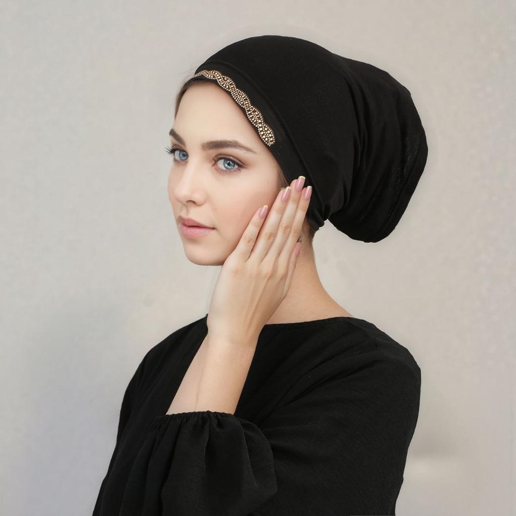 Jarse Alt Eşarp Türban Elmaslar İç HİCAP Şapka Bone Kadın Müslüman Alt Şapka Ninja Şapka Eşarp Tüp Turbante Mujer Başlık
