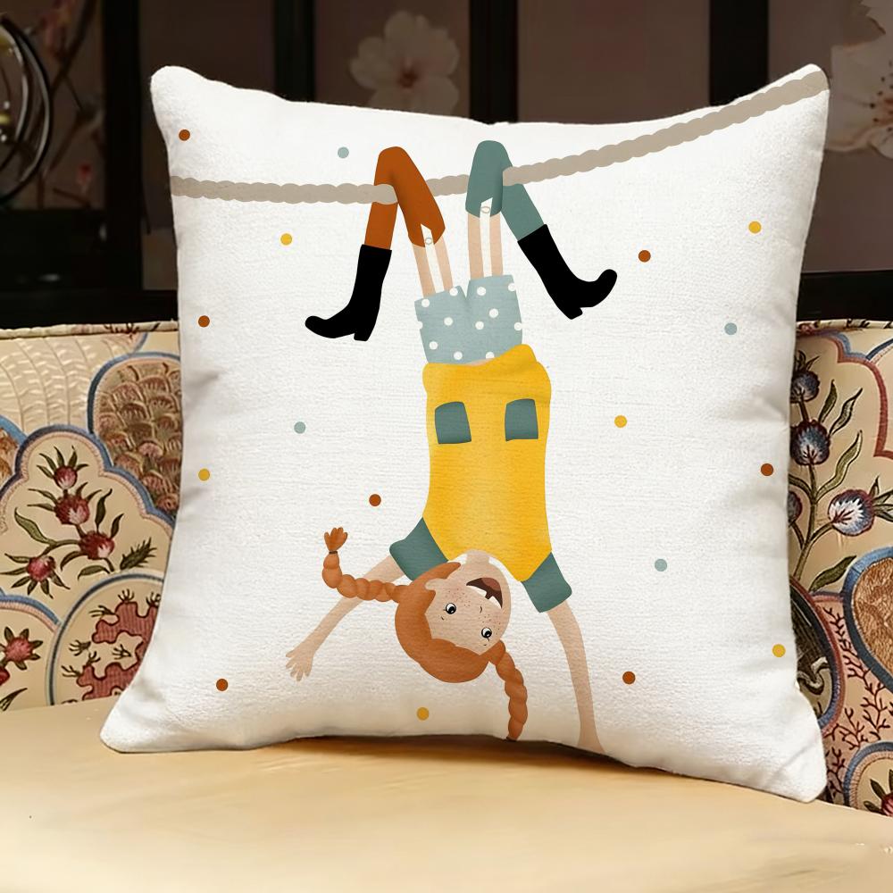 

PPippi LLongstocking ANIME Pillow Case Pillowcase Doublesided Printed Sofa Cushion Bedroom Headboard Pillow 30X30cm