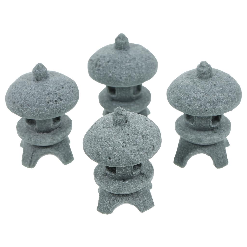 4 Pcs Simulation Landscape Pavilion Home+decor Miniature Scene Ornament Ornaments outside Garden Statue Sandstone Model Yard